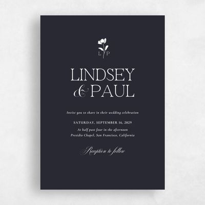Ebony, Black Wedding Invitation - Kendall Portrait