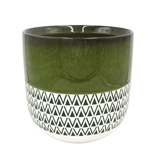 Stone & Beam Mid-Century Patterned Planter, 10.53"H, Dark Green