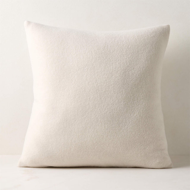 Lucy Warm White Merino Wool Throw Pillow with Down Alternative Insert 20"x20"