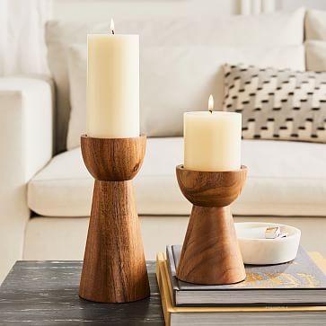 Pure Wood Pillar Candle Holders