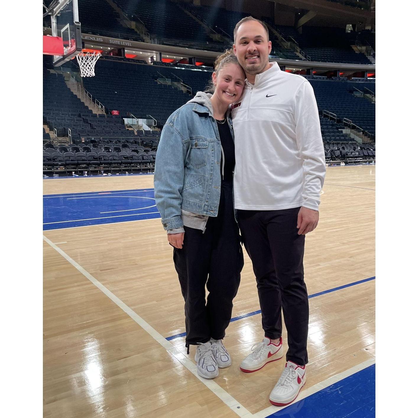 Joe coached at Madison Square Garden (and won!); Lena hollered at the officials (and it worked)!