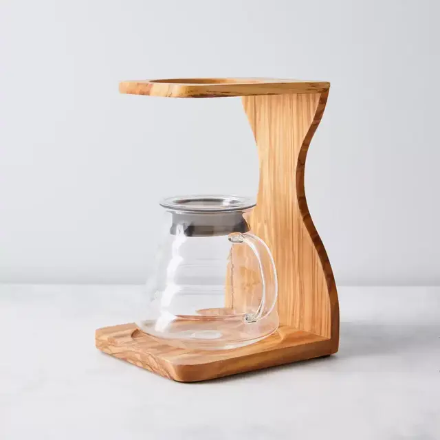 Original V6 Coffee Pour Over Dripper and Stand - In Olive Wood