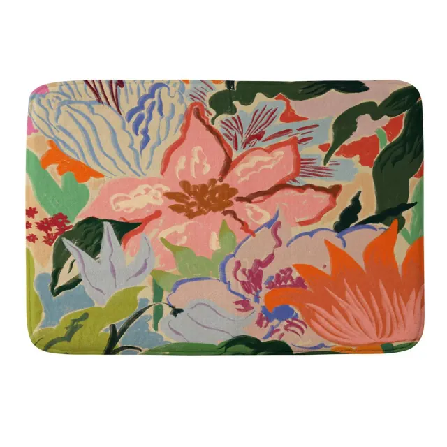 Summer Boquet Memory Foam Bath Rug - Deny Designs: Microfiber, Machine Washable, Floral Pattern, 1'9"x2'10"