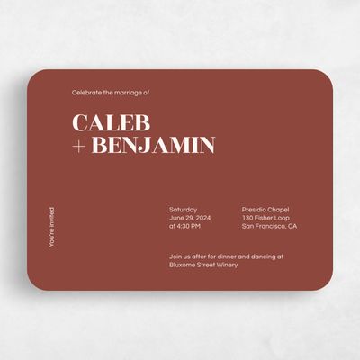 Orange Rounded Wedding Invitation - Melvine Landscape
