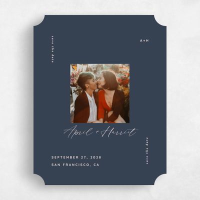 Blue Ticket Wedding Save the Date - Gilmore Photo
