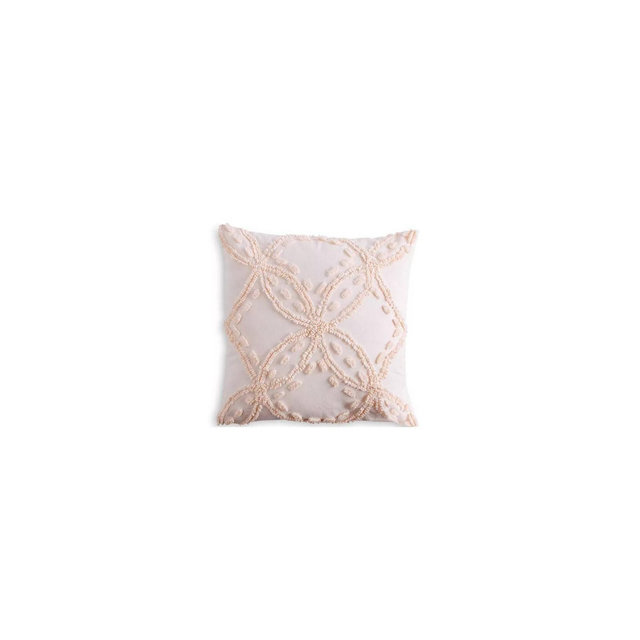 Peri Home Metallic Chenille Decorative Pillow Blush: Square Cotton Accent, Indoor Geometric Design, Zippered