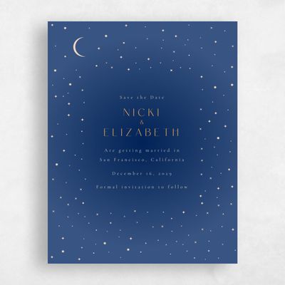 Dusty Cobalt, Blue Wedding Save the Date - Cosima Portrait