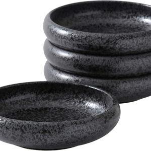 Uaral Japanese Plates Serving Dishes,Salad Bowl Set,Dessert Plate,Appetizer Plate Set of 4,5.5 inch(Black Speckled)