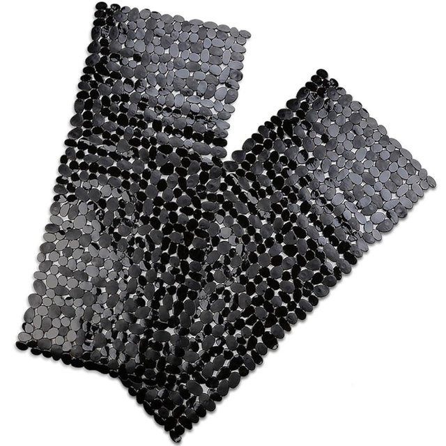 SONGZIMING Bathtub Mat Non Slip 2 Pack, 35 x 16 Inches Pebble Shower Mat with Suction Cups and Drain Holes, Bath Mat for Shower,bathroom tub (Black)