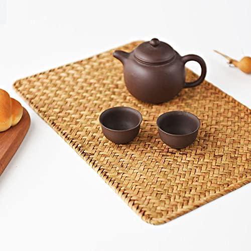 10 Pack Rectangular Woven Placemats, Rattan Wicker Table Mats, 17" x 12", Natural Seagrass Place Mats for Dining Table