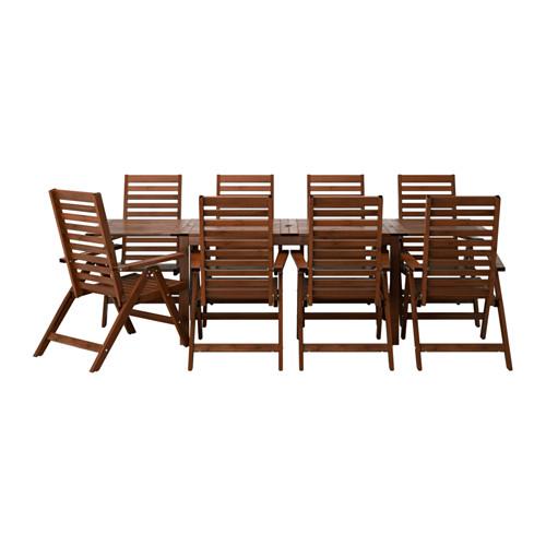 ÄPPLARÖ Table+8 reclining chairs, outdoor, brown stained