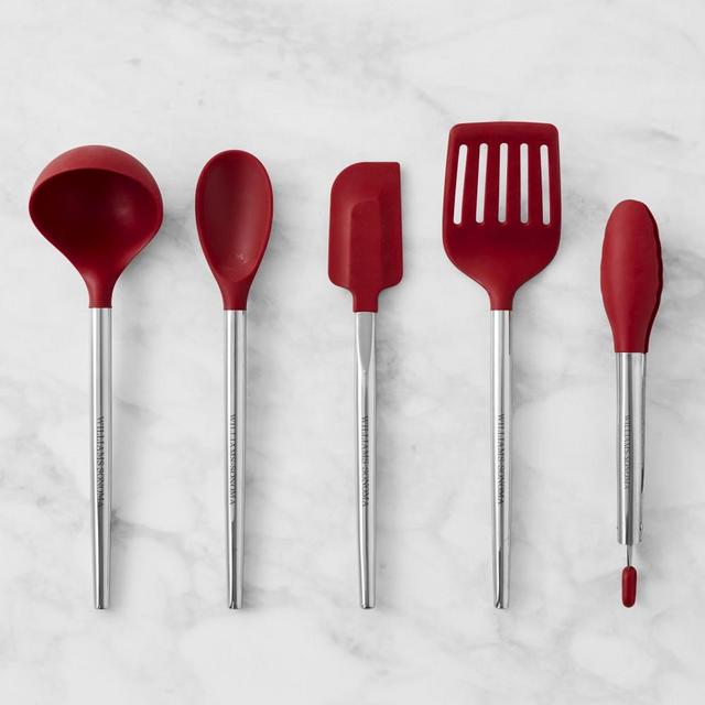 Stainless Steel Silicone Tools 5-Piece Set, Red