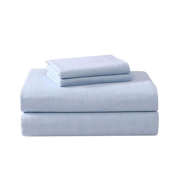 Laura Ashley - Flannel Sheets Queen Size, Anti-Pilling & Wrinkle Resistant Cotton, Touchably Soft for All-Season Comfort - Bed Sheets with Matching Pillowcases & Fitted Sheet (Serene Blue)