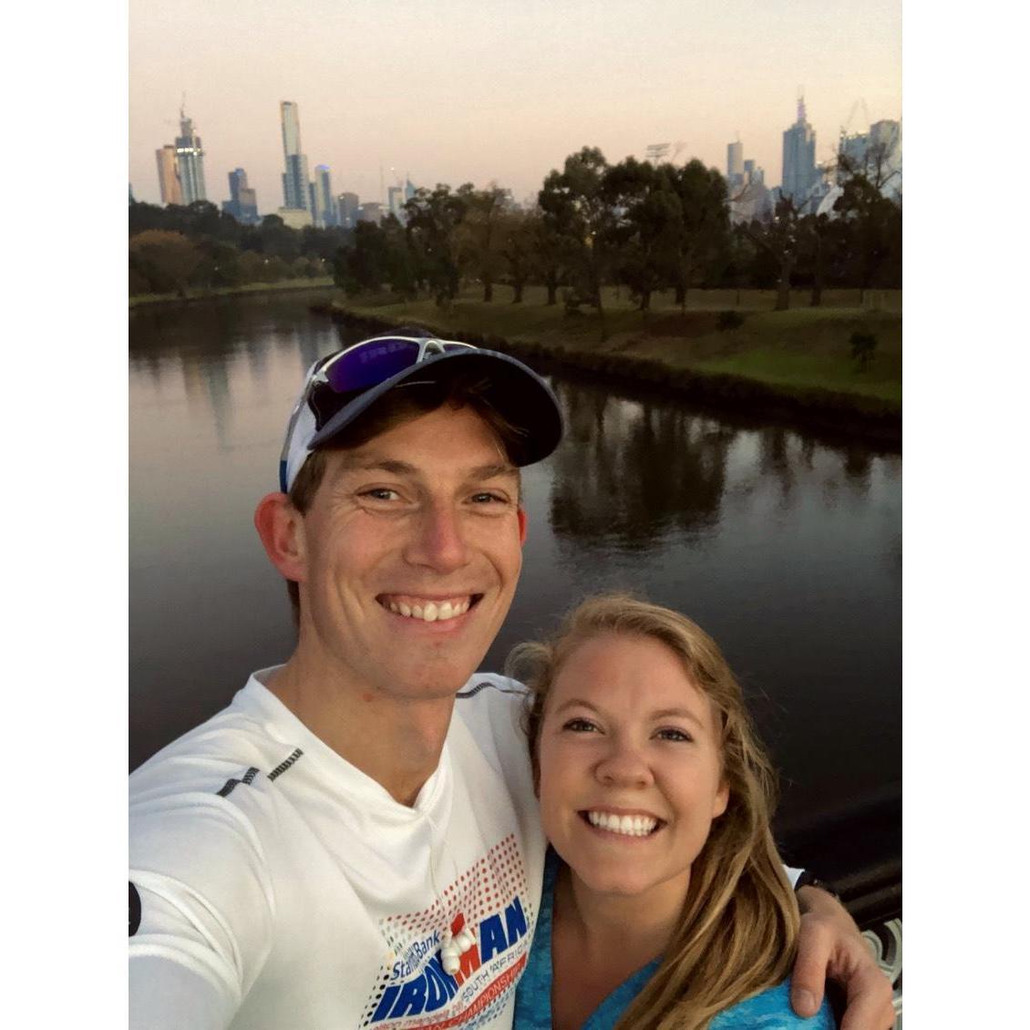 One of our first long runs together in Melbourne! We love pushing each other to keep going on our runs. Matt is a great motivator!