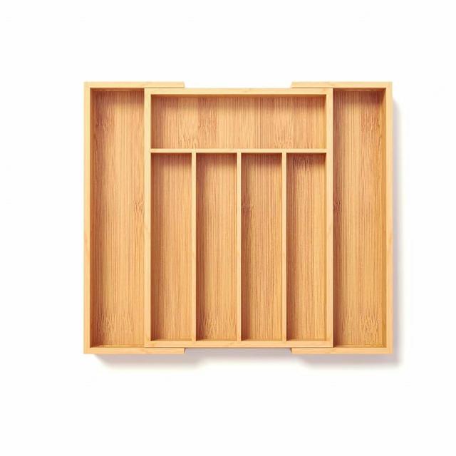 Fibogollo Expandable Kitchen Drawer Organizer,Silverware Organizer, Bamboo Drawer Organizer For Utensils,Adjustable Wood Flatware Tray in Drawer,Kitchen Organizers and Storage (13.77*10.23~16.53*1.96)