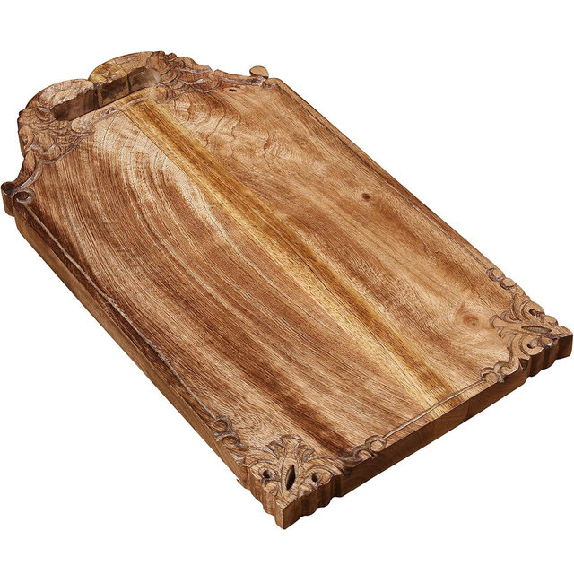 Mango wood hand carved Chopping & Serving Tray for kitchen, dining table and outdoor SIZE 16.5x9x0.95 inch