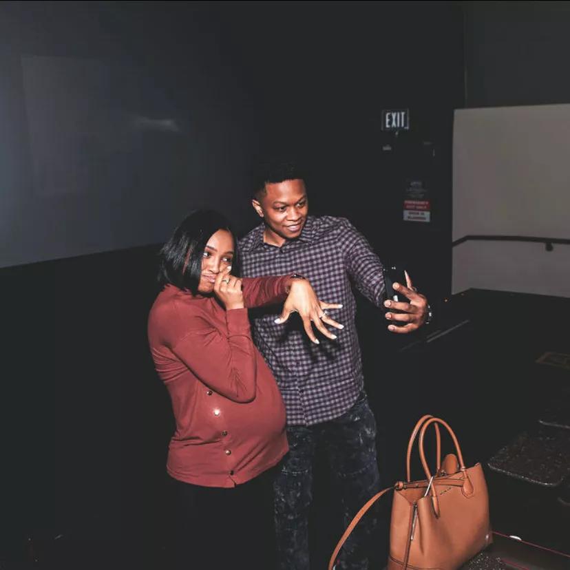 After the surprise engagement, Ebonie showing off her new ring to family on FaceTime