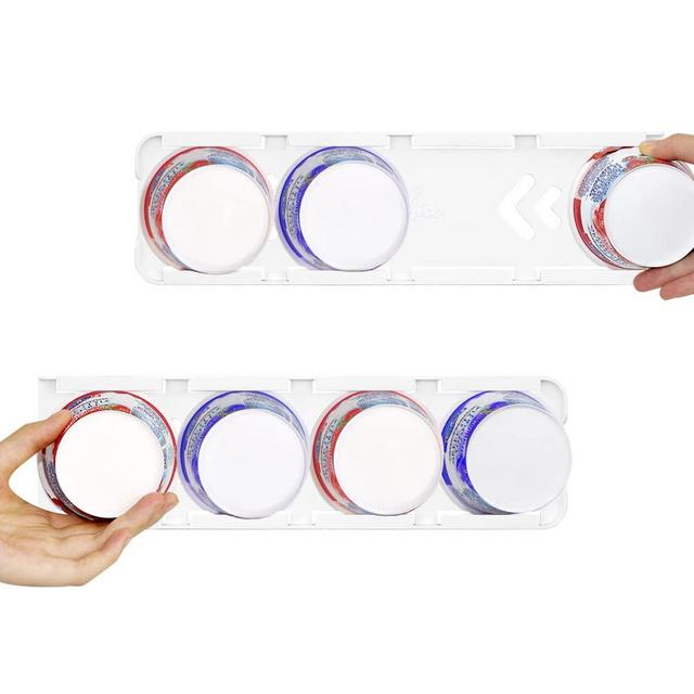 Sophico Yogurt Organizer for Fridge, 4 Capacity Yogurt Sliders for Refrigerator, Yogurt Holder w/Adhesive Tapes for 3.75 Inch Yogurt, Greek and Vegan Yogurt (White,2 Pack)