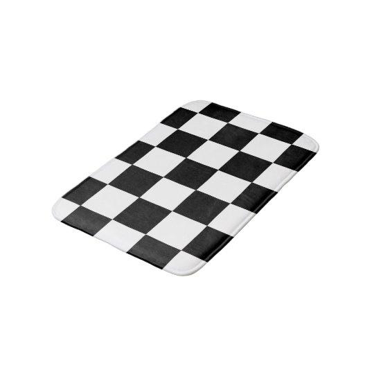 Black And White Checkered Checkerboard Pattern Bathroom Mat - Medium