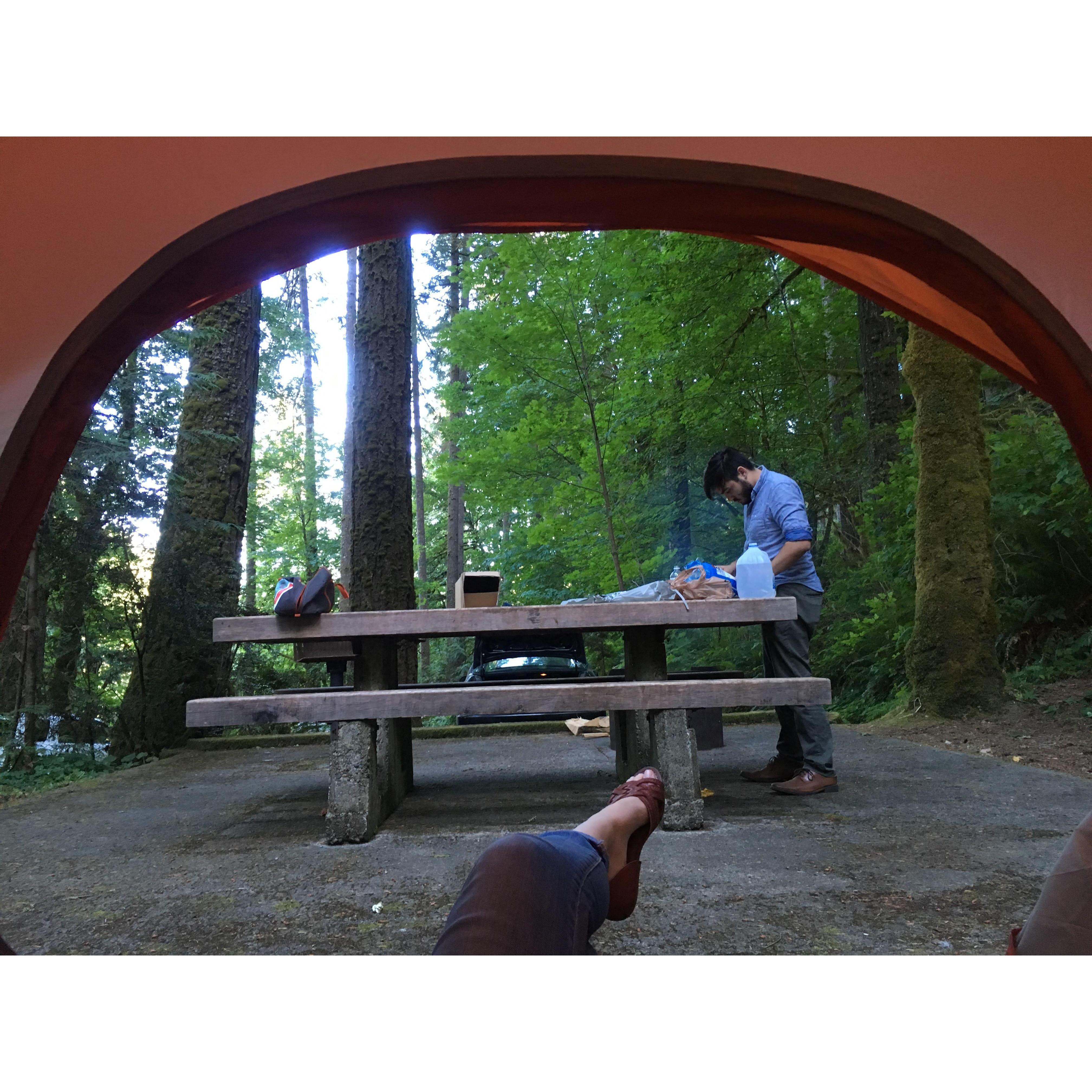 one of kat's favorite views-- from our night of camping during our road trip from seattle to LA. taken in loon lake, oregon