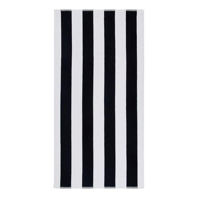 Black Classic Awning Striped Organic Pool Towel