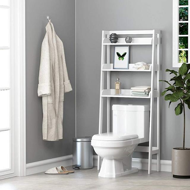 UTEX 3-Shelf Bathroom Organizer Over The Toilet, Bathroom Spacesaver, White Finish