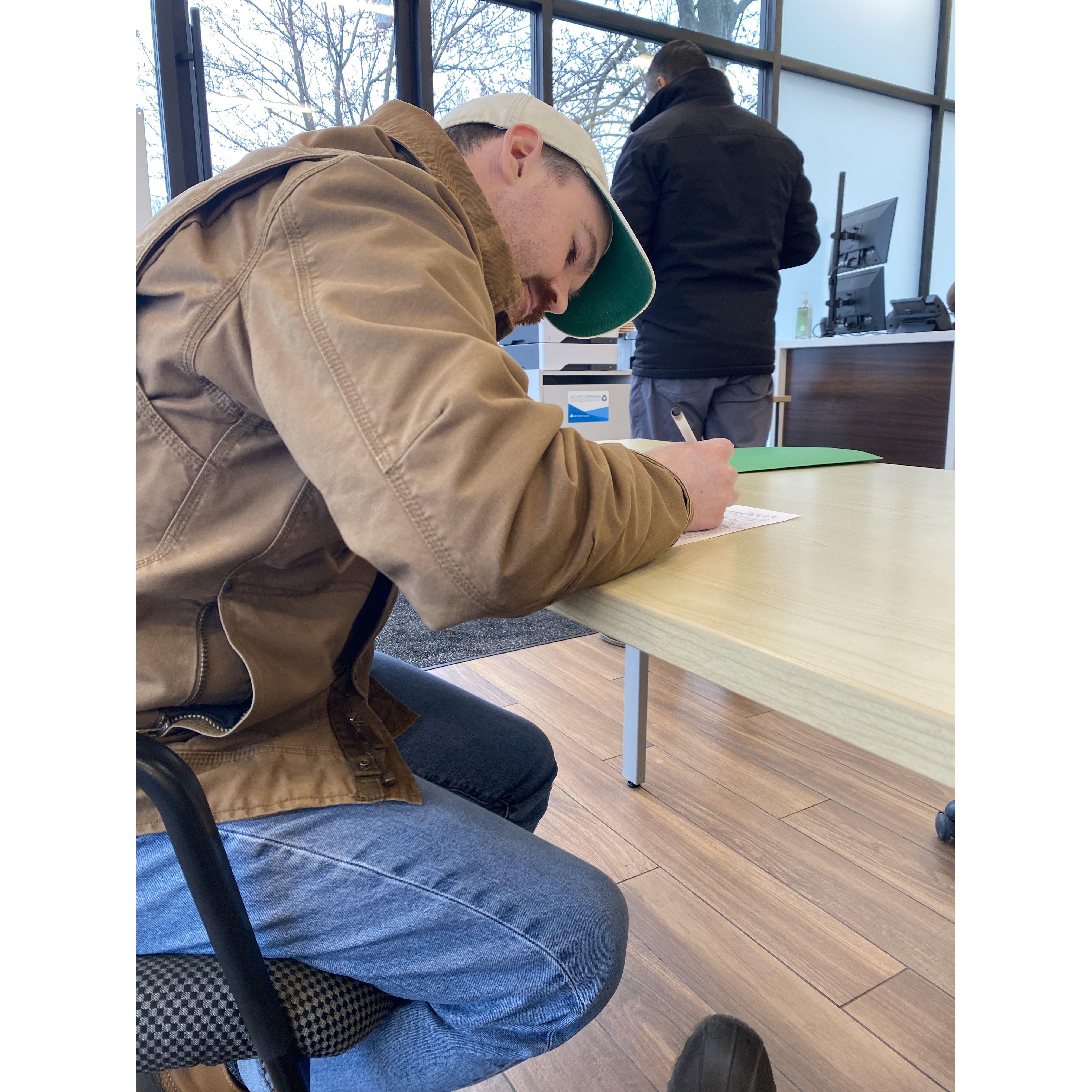 Nolan purchasing his first car!
