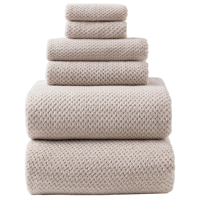HVMS Oversized Bath Towels Extra Large 40x80 Inches Bath Sheets for Adults Super Soft Quick Dry Highly Absobent Microfiber Shower Towels (6 Piece,Beige)