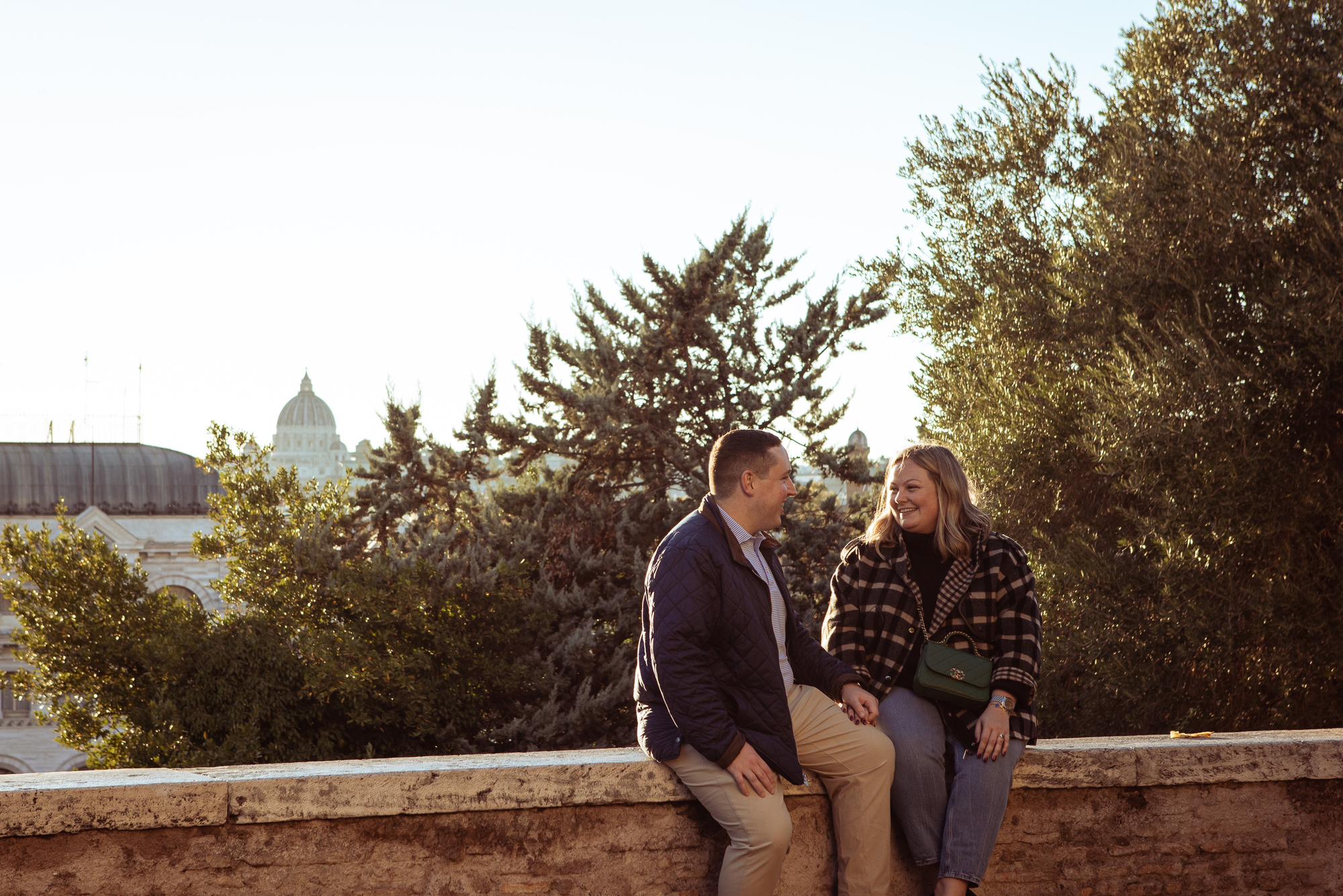 Dan & Abby in engagement bliss in the Borghese Park in Rome - November 2022.