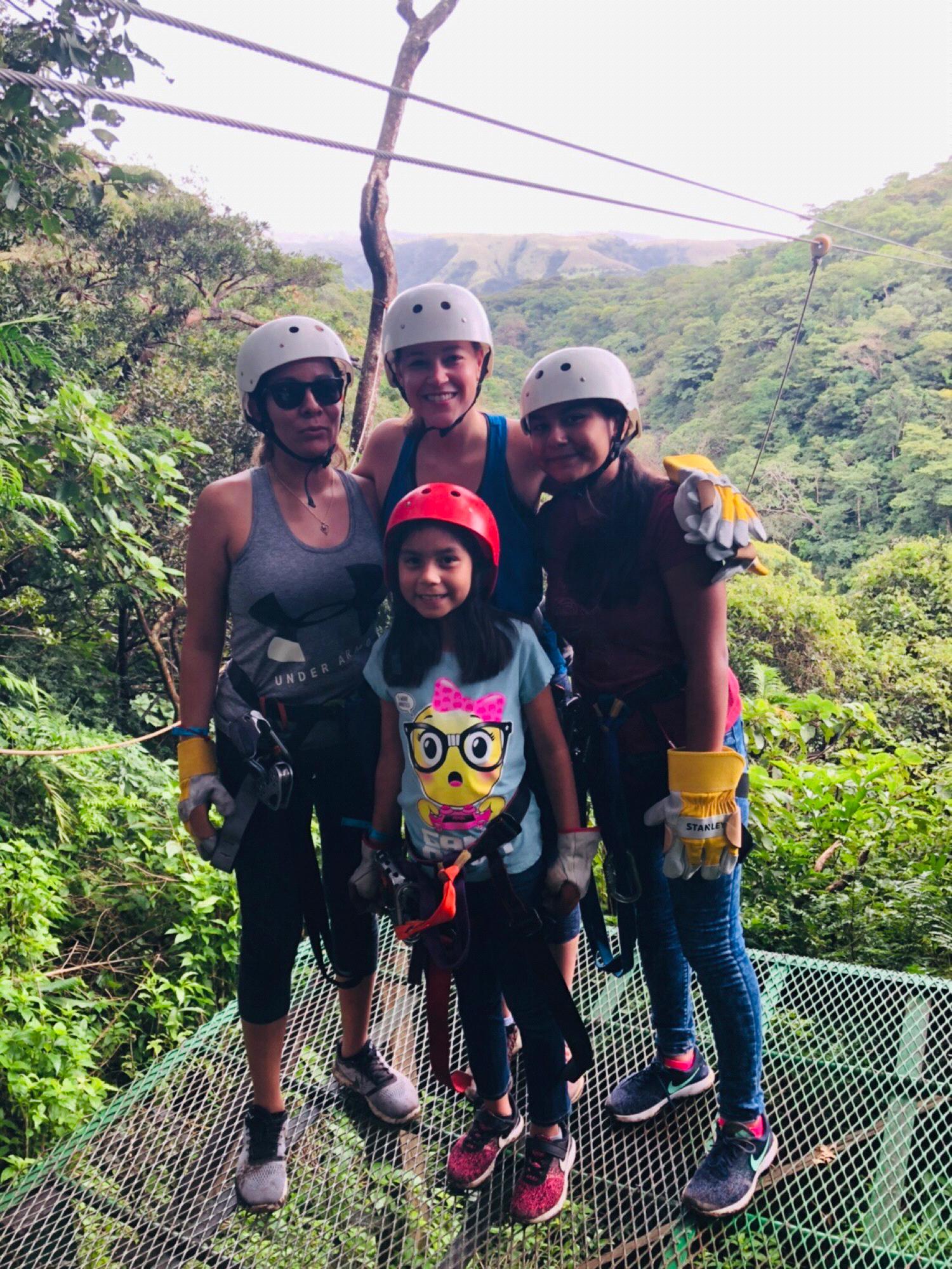 The girls first time zip lining
