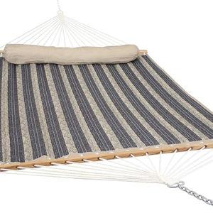 Sunnydaze Quilted Outdoor Hammock with Spreader Bars - Heavy-Duty 450-Pound Capacity Double Hammock for Outside - Mountainside