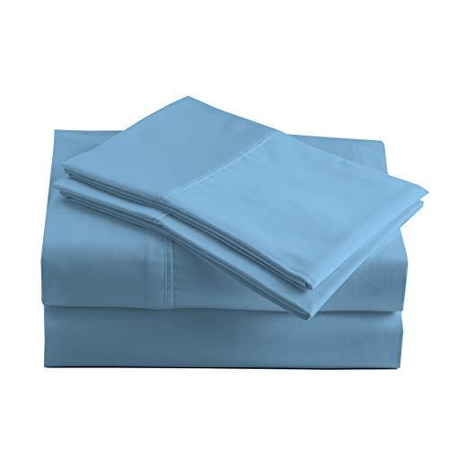 Peru Pima - 415 Thread Count Percale - 100% Peruvian Pima Cotton - King Bed Sheet Set, Sky Blue