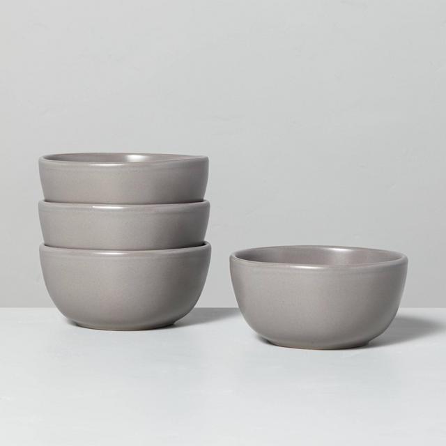 4pk Stoneware Mini Bowl Set Matte Gray - Hearth & Hand™ with Magnolia