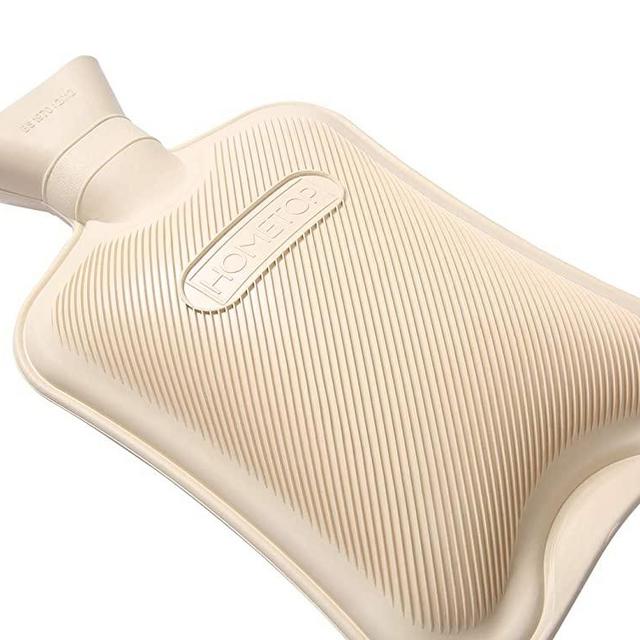 HomeTop Premium Classic Rubber Hot Water Bottle, Great for Pain Relief, Hot and Cold Therapy (2 Liters, Cream White)