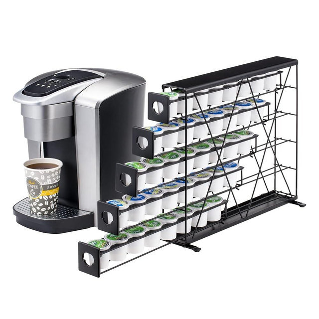 Rice rat k cup Holders for 5 Tier Coffee Pod Holder,Black Metal Space(40 pods)