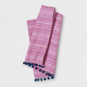 Pink Stripe with Blue Pom Tassels Kitchen Towel - Opalhouse™