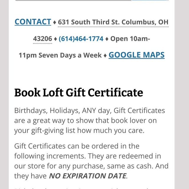 Book Loft gift card