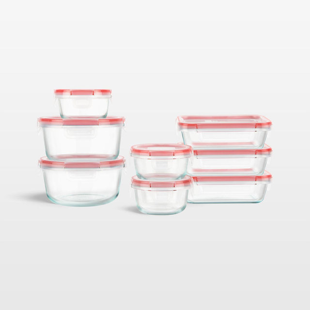 Pyrex Freshlock 16-Piece Glass Food Storage Set with Plastic Lids
