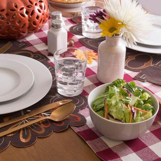 Heavyweight Check Fringed Table Runner
