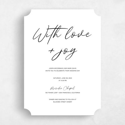 White Ticket Wedding Invitation - Nahomi Classic