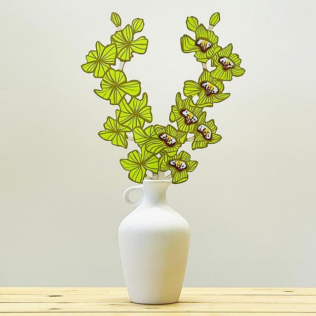 Hand Painted Wooden Orchid