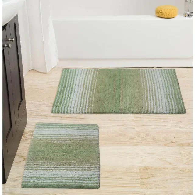 Set of 2 Gradiation Rug Collection Sage Cotton Tufted Bath Rug Set - Home Weavers