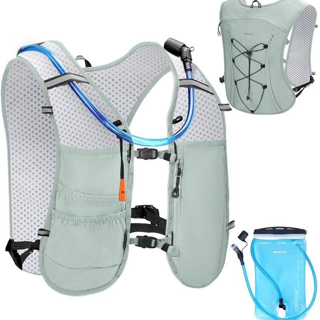 ECOHUB Running Hydration Vest Backpack,Lightweight Breathable Pack with 2L Water Bladder Bag Daypack for Hiking Trail Running Cycling Race Marathon for Women Men