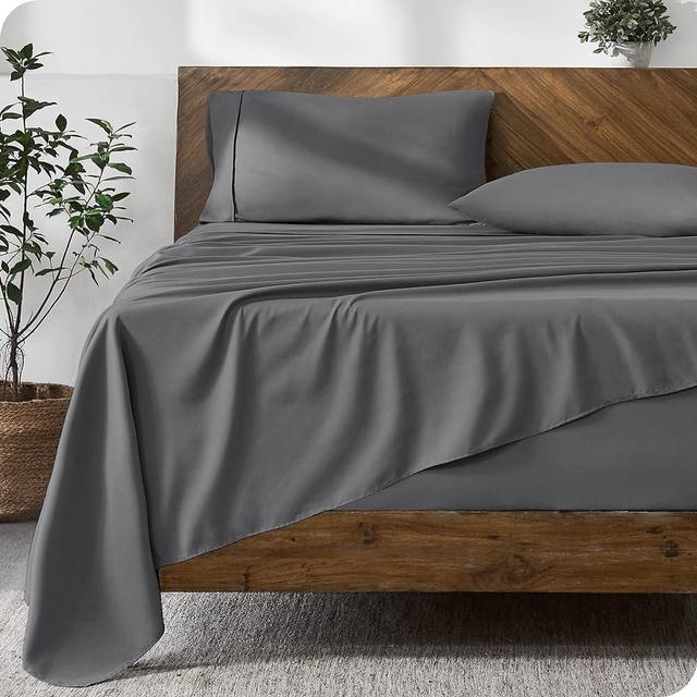 Bare Home Queen Sheet Set - 22" Deep Pockets - Luxury 1800 Ultra-Soft Microfiber Queen Bed Sheets - Double Brushed - Easy Fit - 4 Piece Set - Bedding Sheets & Pillowcases (Queen, Grey)