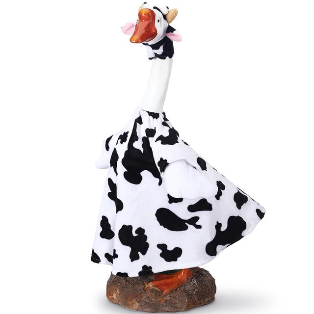 Cutecrop Cow Goose Outfit Clothes for 23" High Cement or Plastic Goose Lawn Clothing Porch Garden Costume