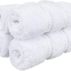 American Soft Linen Luxury Washcloths for Bathroom, 600 GSM 100% Cotton 4 Piece Turkish Wash Cloth Set, 13x13 in Soft Rags for Body and Face, White Washcloths