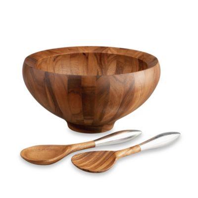 Nambe Yaro 3-Piece Salad Bowl and Server Set