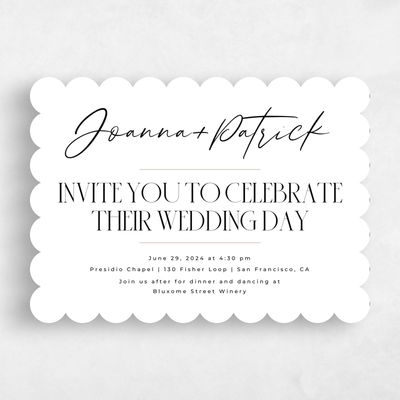 White Scalloped Wedding Invitation - Hannegan Landscape