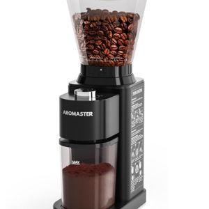 Black - Aromaster Conical Burr Coffee Grinder Electric,Coffee Bean Grinder with 48 Gind Settings for Home Use,40 Seconds Adjustable Timer,Stainless Steel,Anti-static,Black