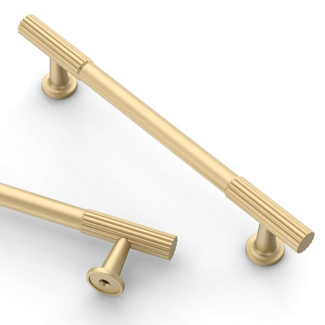 Asidrama 10 Pack 5 Inch(128mm) Brushed Gold Cabinet pulls Kitchen Cabinet Handles, Cabinet Pulls Kitchen Cabinet Hardware for Cupboard Drawer Pulls